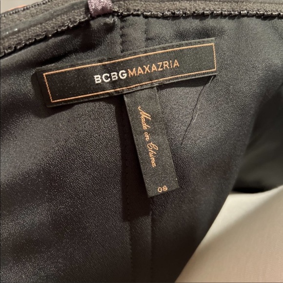 BCBG Maxazria Women's Gunmetal Jacquard Rosette Cocktail Dres - Picture 4 of 4